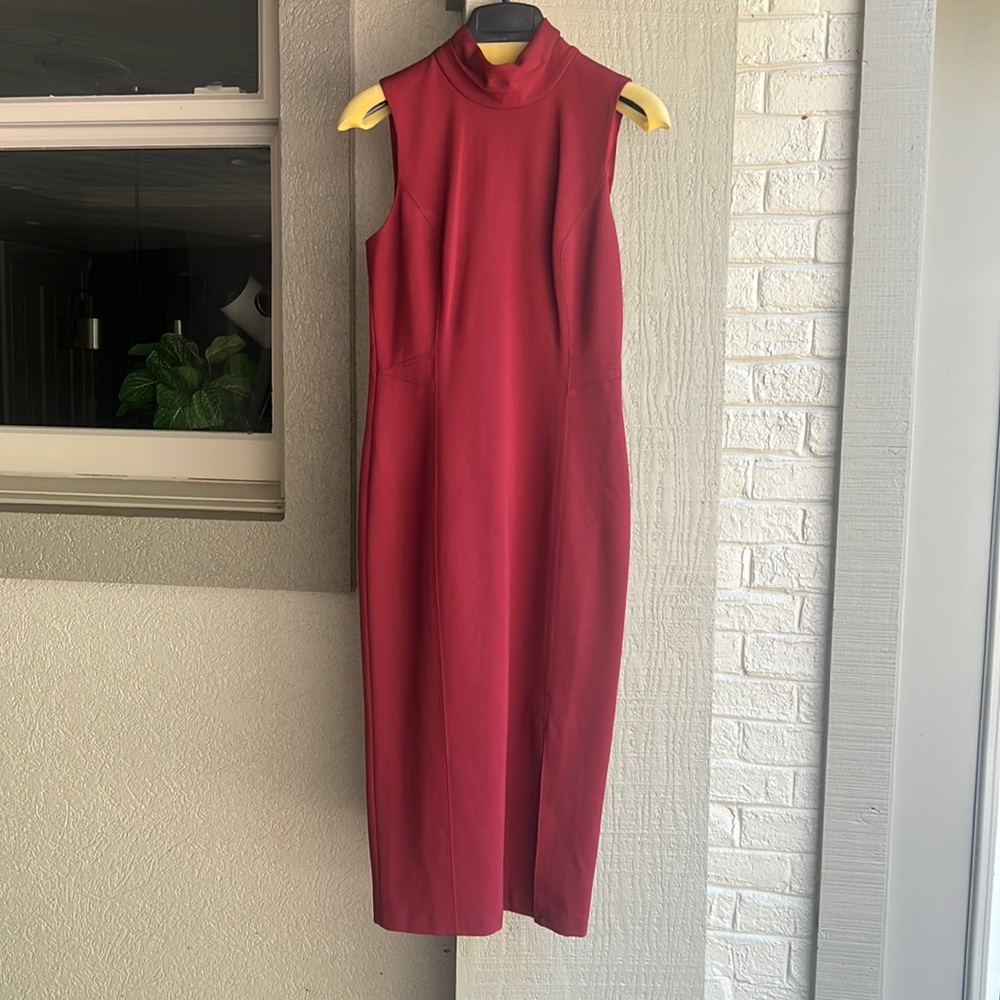 NWT WHBM sleeveless mock neck dress cranberry red 2